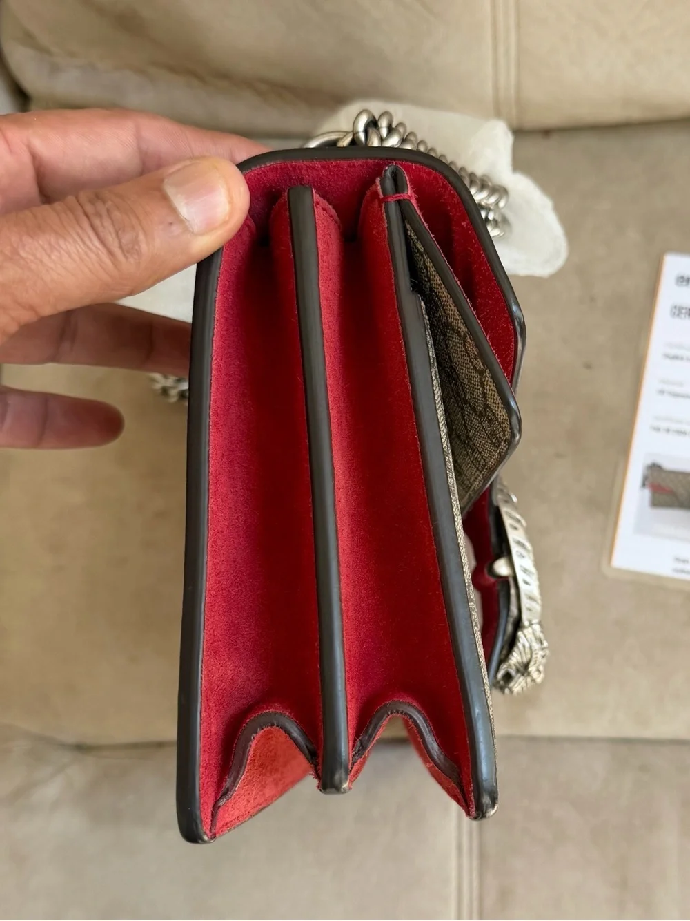 Gucci GG Supreme Monogram Suede Small Dionysus Shoulder Bag
